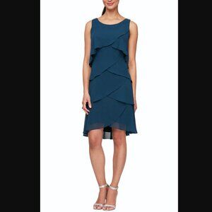 NWT SLNY Fashion Tulip Tiered Chiffon Cocktail Dress, size 6P